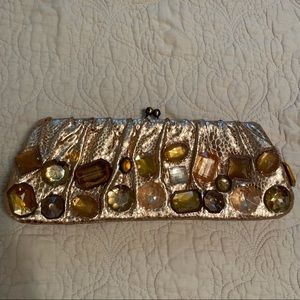 Gold SANTI Clutch with shoulder strap